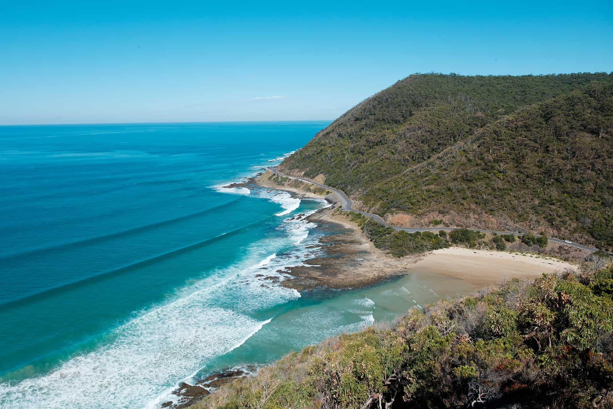 Scenic coastal section of the Great Ocean Road